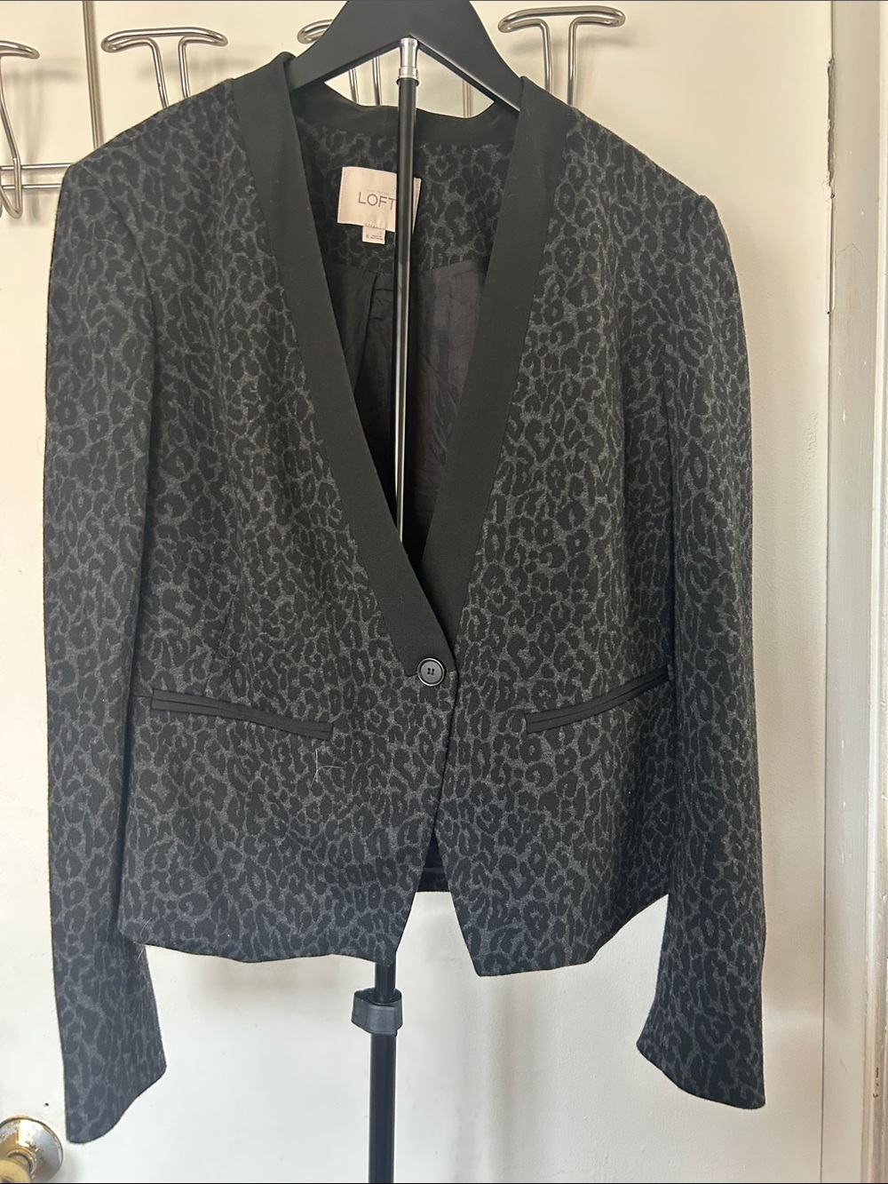 Loft Cheetah Pattern Black Blazer